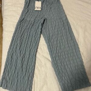 Zara Crinkled Soft Blue Trousers